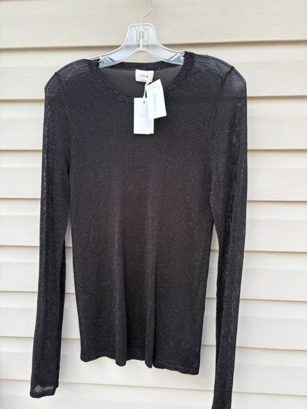 NWT Aritzia Wilfred Contemplate Black/Silver Sheer Sweater Large Org: $78